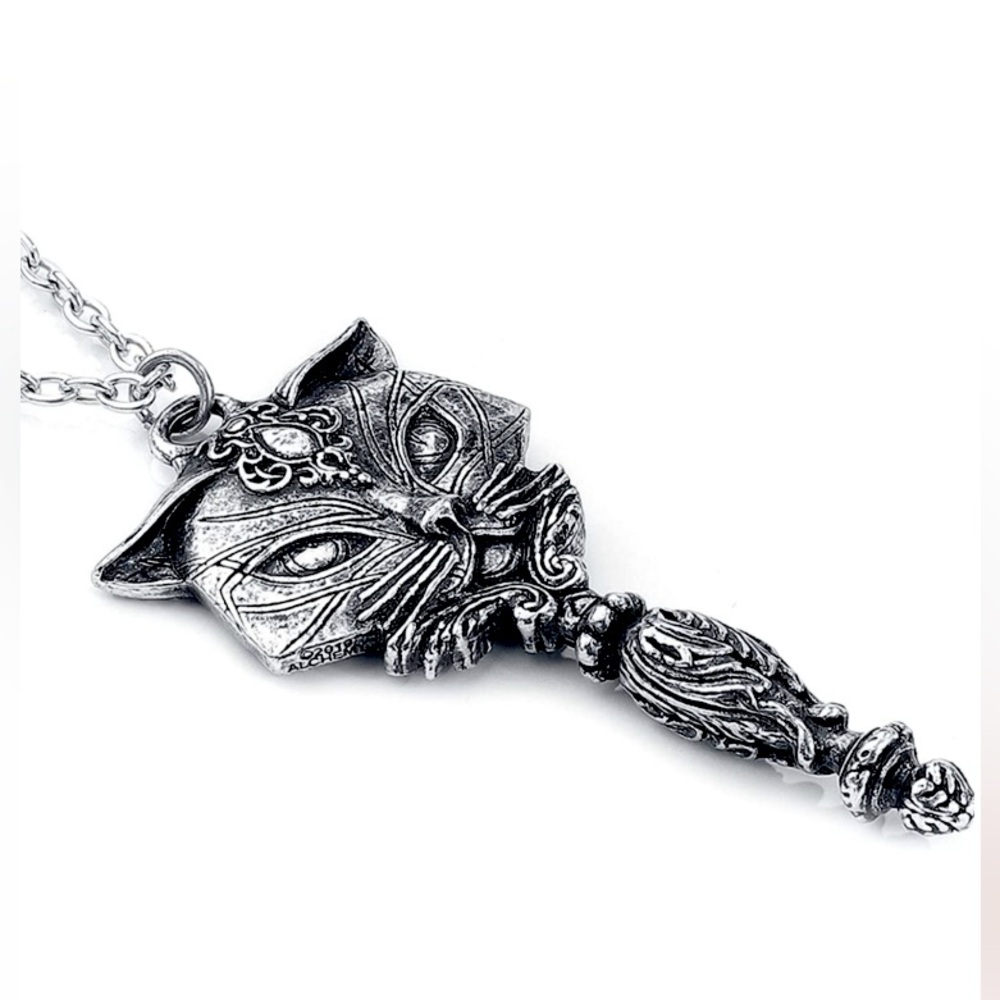 Alchemy gothic cat mirror necklace - Picture 3 of 5